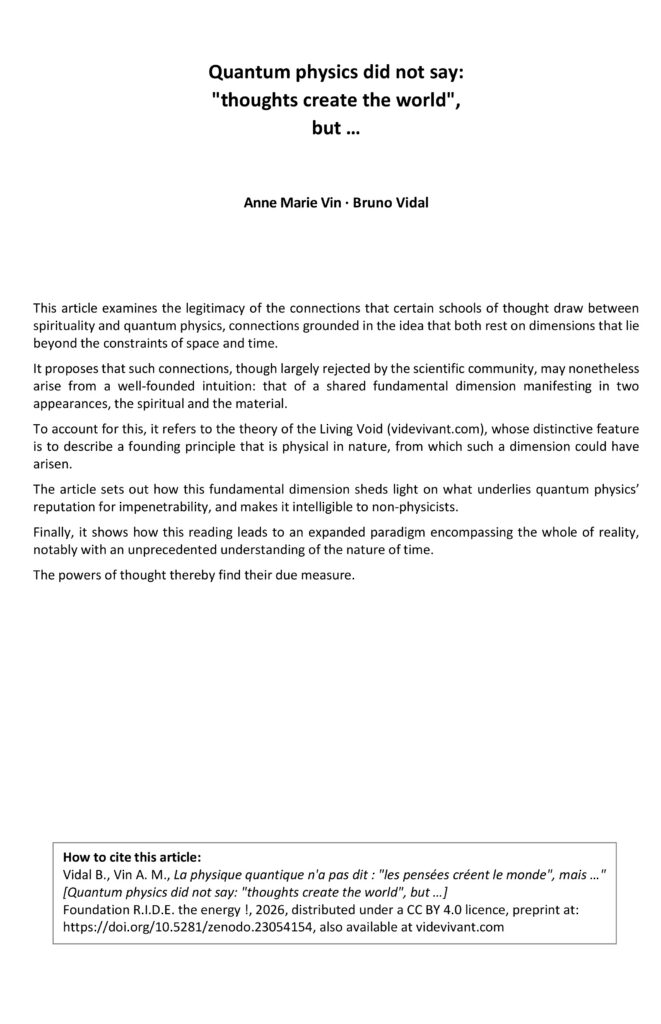Quantum physics did not say: 'thoughts create the world',but …